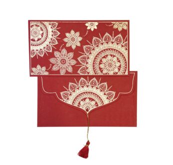 PAPERTREE MANDALA Enveloppe Cadeau 19x10cm Rouge/Or