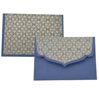 PAPERTREE ART DECO Mini Env. Message + carte 8,5 x 6 cm - Bleu