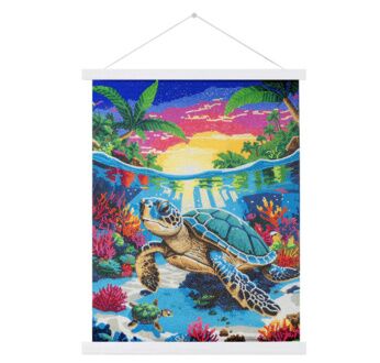 CRYSTAL ART Poster à diamanter - Tortue tropicale 40x50cm