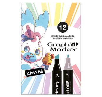 GRAPH'IT Set de 12 marqueurs - Kawaii