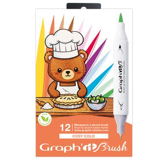 GRAPH'IT BRUSH & EXTRA FINE Set 12 marqueurs - Cosy Colo