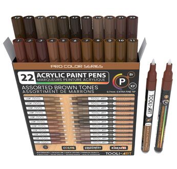 TOOLI Marqueur Acrylique Set Marron 22 couleurs EF 07mm