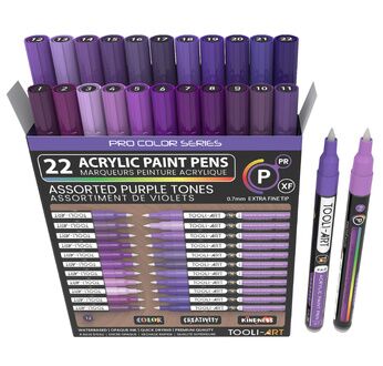 TOOLI Marqueur Acrylique Set Violet 22 couleurs EF 07mm