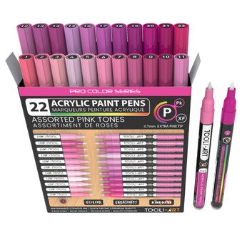 TOOLI Marqueur Acrylique Set Rose 22 couleurs EF 07mm