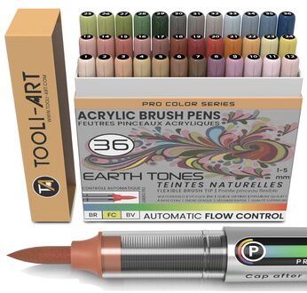 TOOLI Marqueur Acrylique Teintes Naturelles 36clrs pointe pinceau AFC
