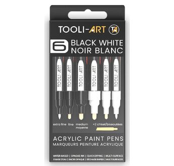 TOOLI Marqueur Acrylique Set Black & White 3+3 EF 07mm
