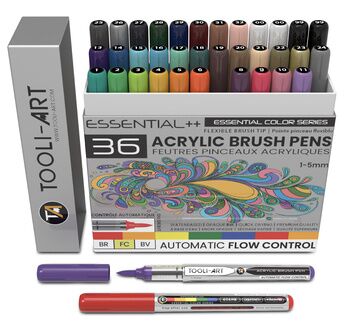 TOOLI Marqueur Acrylique Set Essentiel 36 couleurs pointe pinceau AFC