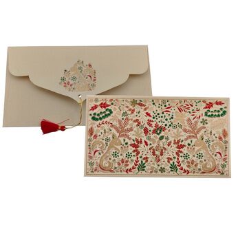 PAPERTREE BROCELIANDE Enveloppe Cadeau 19X10 cm Ivoire rouge vert