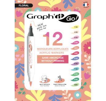 GRAPH'IT GO Set de 12 marqueurs acrylique - FLORAL