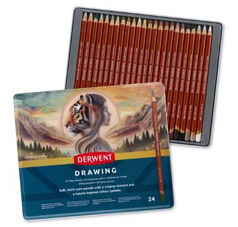 DERWENT - DRAWING - boîte métal 24 crayons de couleur