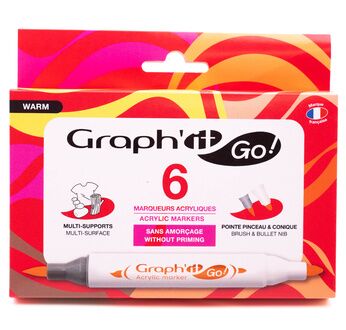 GRAPH'IT GO Set de 6 marqueurs acrylique - WARM