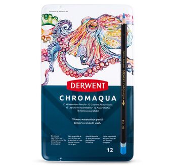 DERWENT - CHROMAQUA - boîte métal 12 crayons assortis