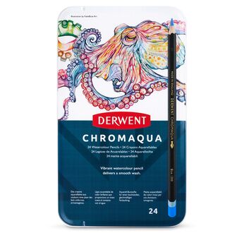 DERWENT - CHROMAQUA - boîte métal 24 crayons assortis