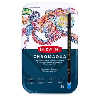 DERWENT - CHROMAQUA - boîte métal 36 crayons assortis