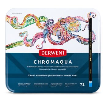 DERWENT - CHROMAQUA - boîte métal 72 crayons assortis