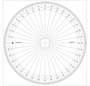 Rapporteur cercle entier - degrés Ø 25 cm