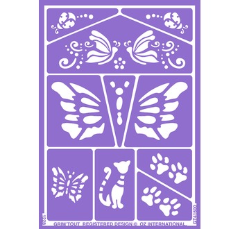 GRIM TOUT Pochoir de maquillage - Chats et papillons